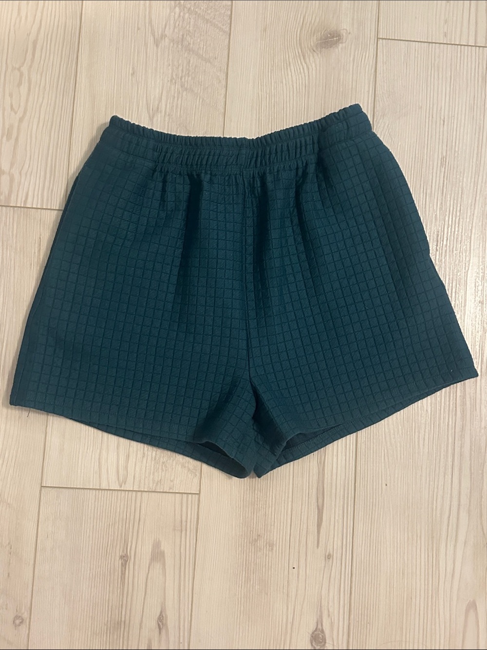 Princess Polly Dark Teal Waffle Knit Athletic Shorts